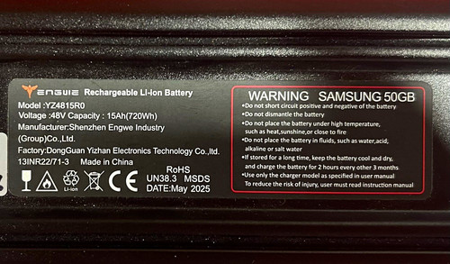 Engwe 48v 15ah 720wh - 48v,